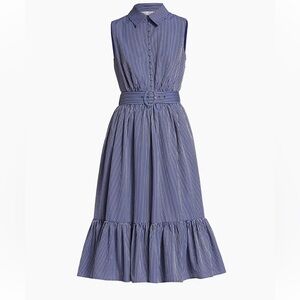 Elie Tahari  The Amanda Striped Shirtdress Size 12 Belted.